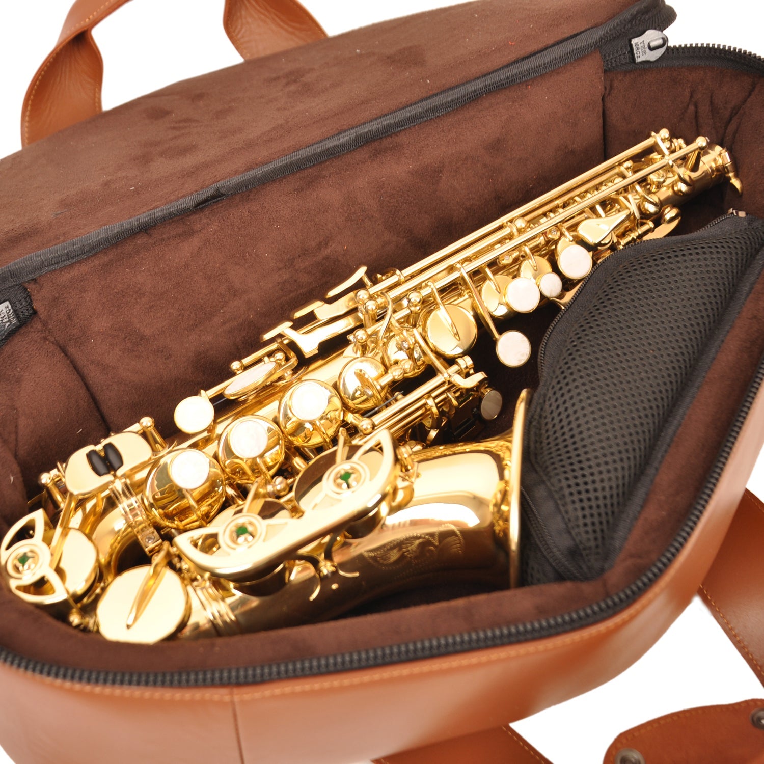 Gig Bag for Curved Soprano saxophone | Genuine leather "Detroit"