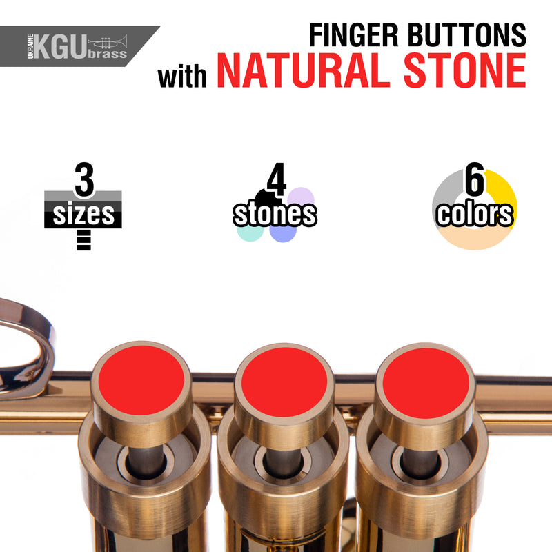 trumpet finger buttons with natural stone