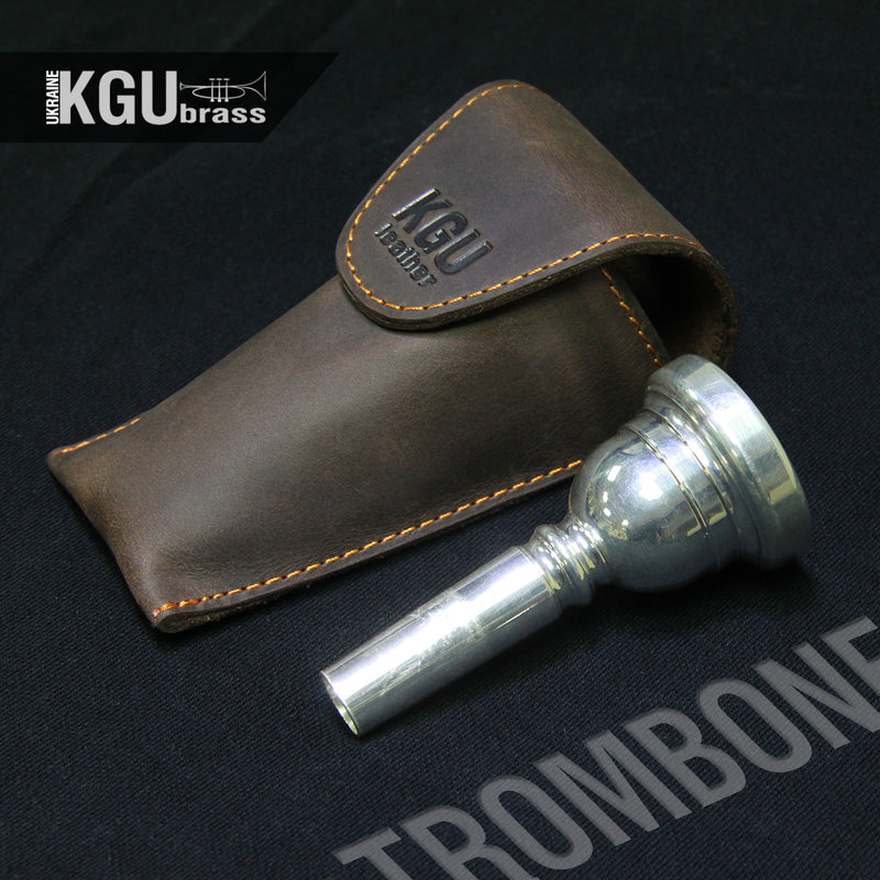 Trombone / Euphonium Mouthpiece POUCH (3 Models). KGUmusic. Crazy Horse Leather