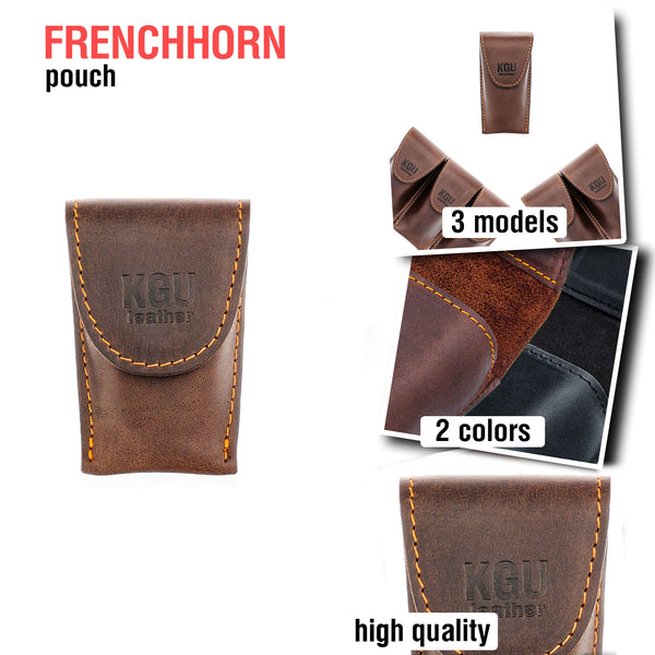 French Horn Mouthpiece POUCH (3 models). Crazy Horse Leather.