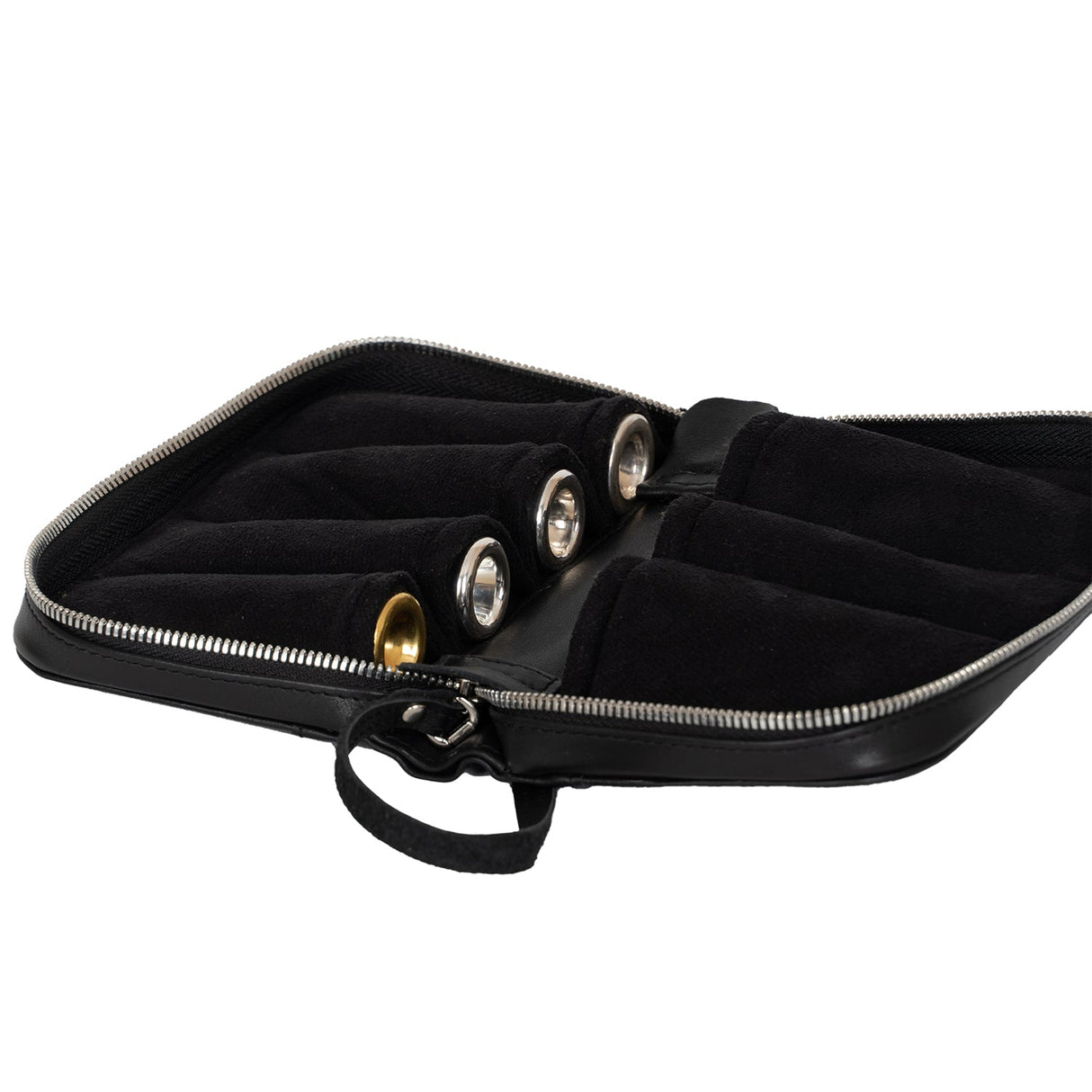 Trumpet leather holder for 4 or 7 trumpet mouthpieces. Detroit leather