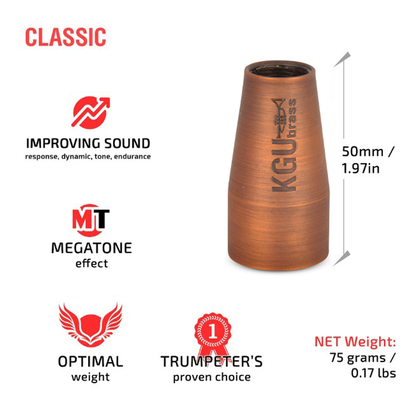 CLASSIC trumpet mouthpiece  booster in matte antique copper lacquer with it's advantages.
