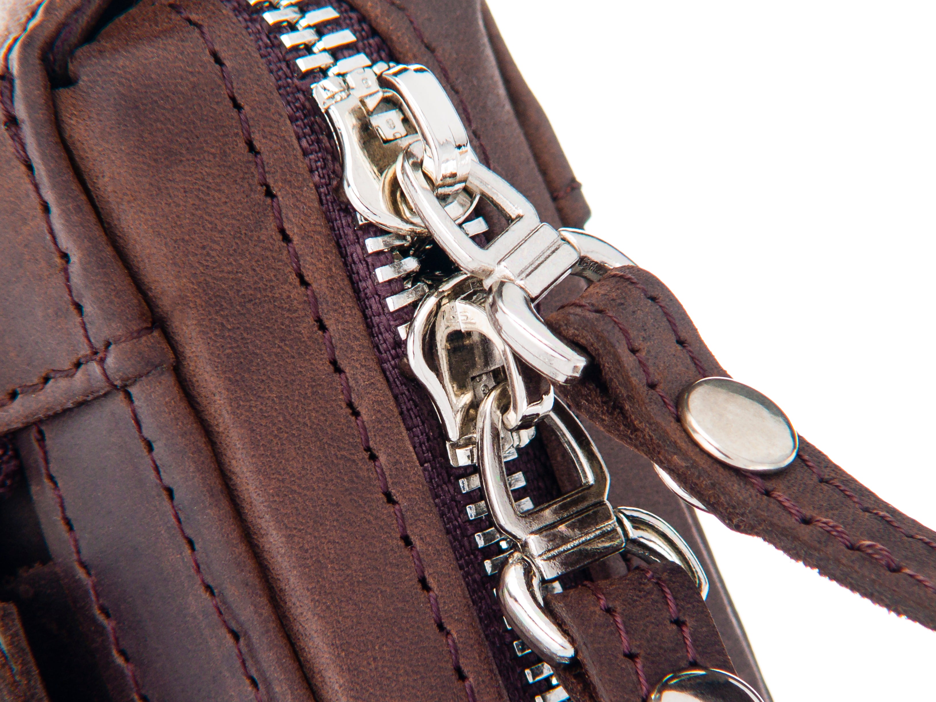 Detailed view of KGUmusic Crazy Horse Leather trumpet mouthpiece pouch on white background.