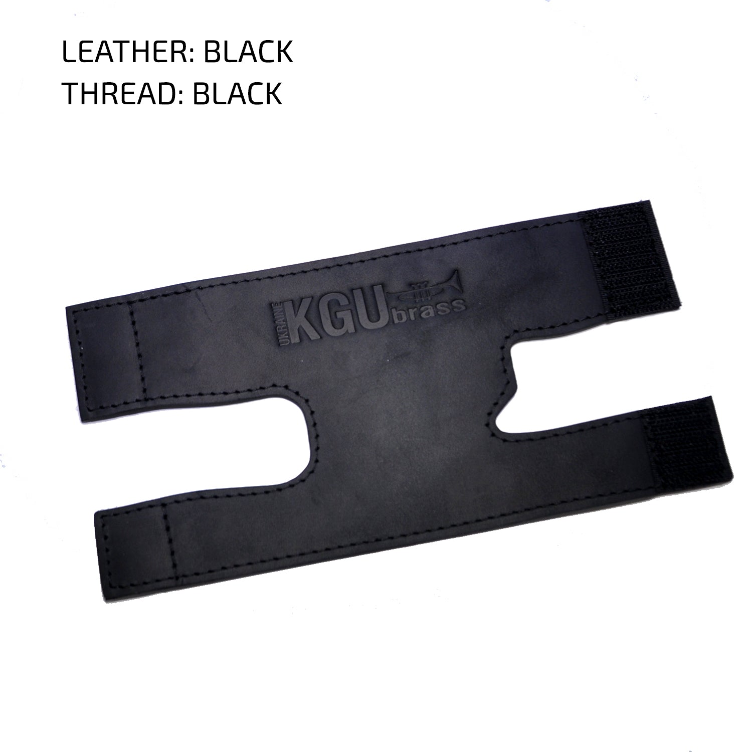 Side angle showing the sleek design of KGUmusic's black leather trumpet valve guard.