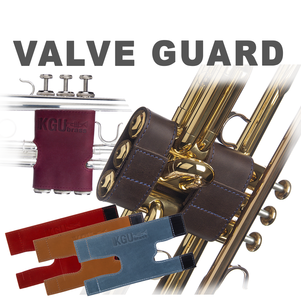 Genuine Leather Valve guard for trumpet, made by KGUmusic.